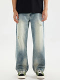 Men's Distressed Vintage Wash Loose Fit Jeans