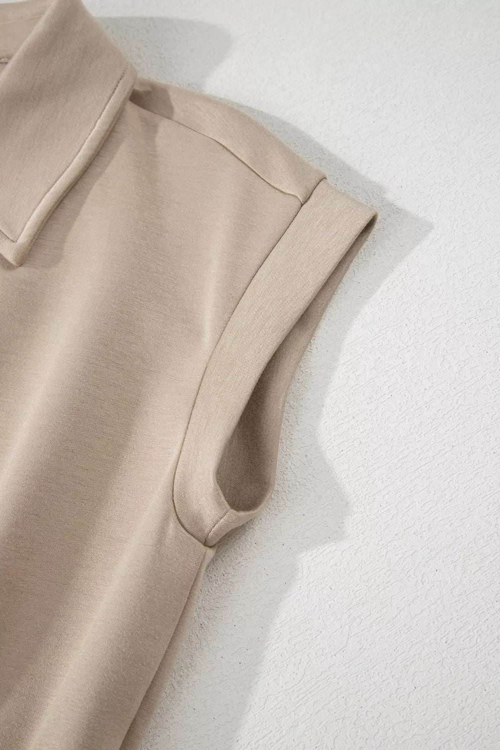 Solid Color Zip Front Short Sleeve Collared Jumpsuit