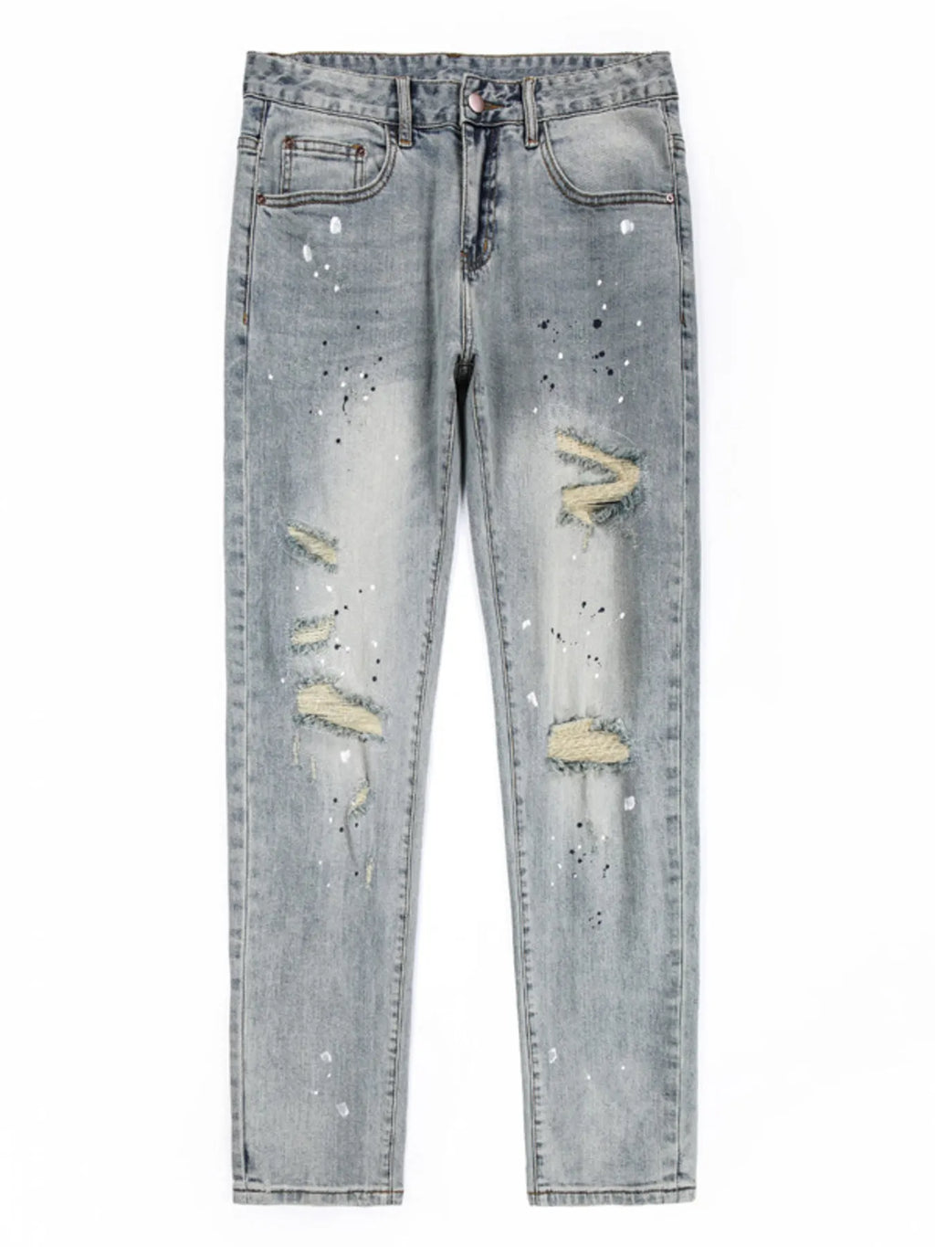 Men's Vintage Distressed Light Wash Skinny Jeans