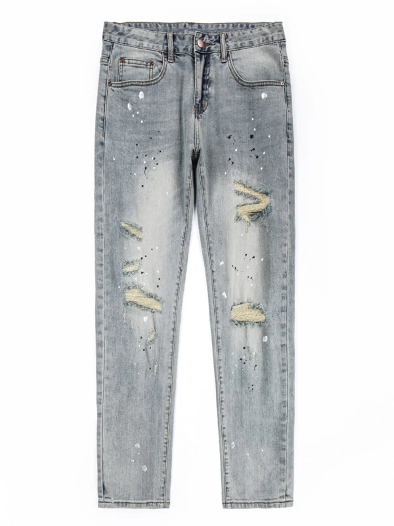 Men's Vintage Distressed Light Wash Skinny Jeans