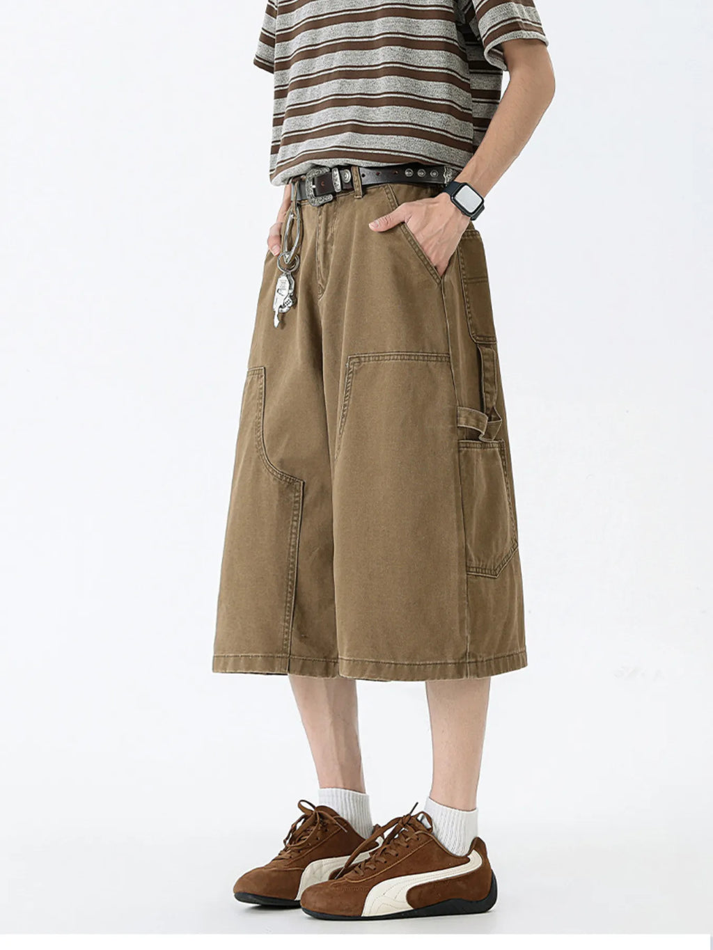 Men's Full Size Wide Leg Cargo Denim Shorts Plus Size