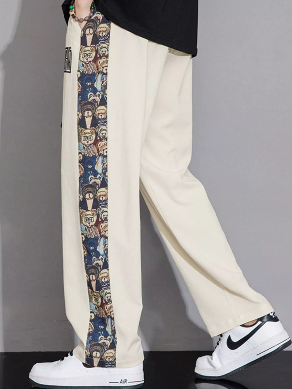 Men's Full Size Printed Side Stripe Loose Pants Plus Size