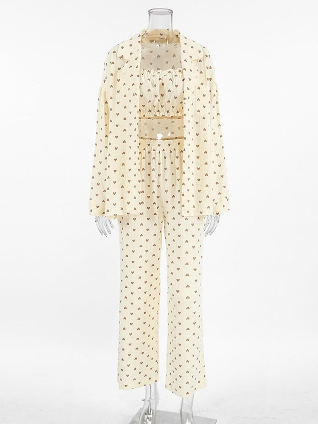 Heart Print Three-Piece Lounge Set