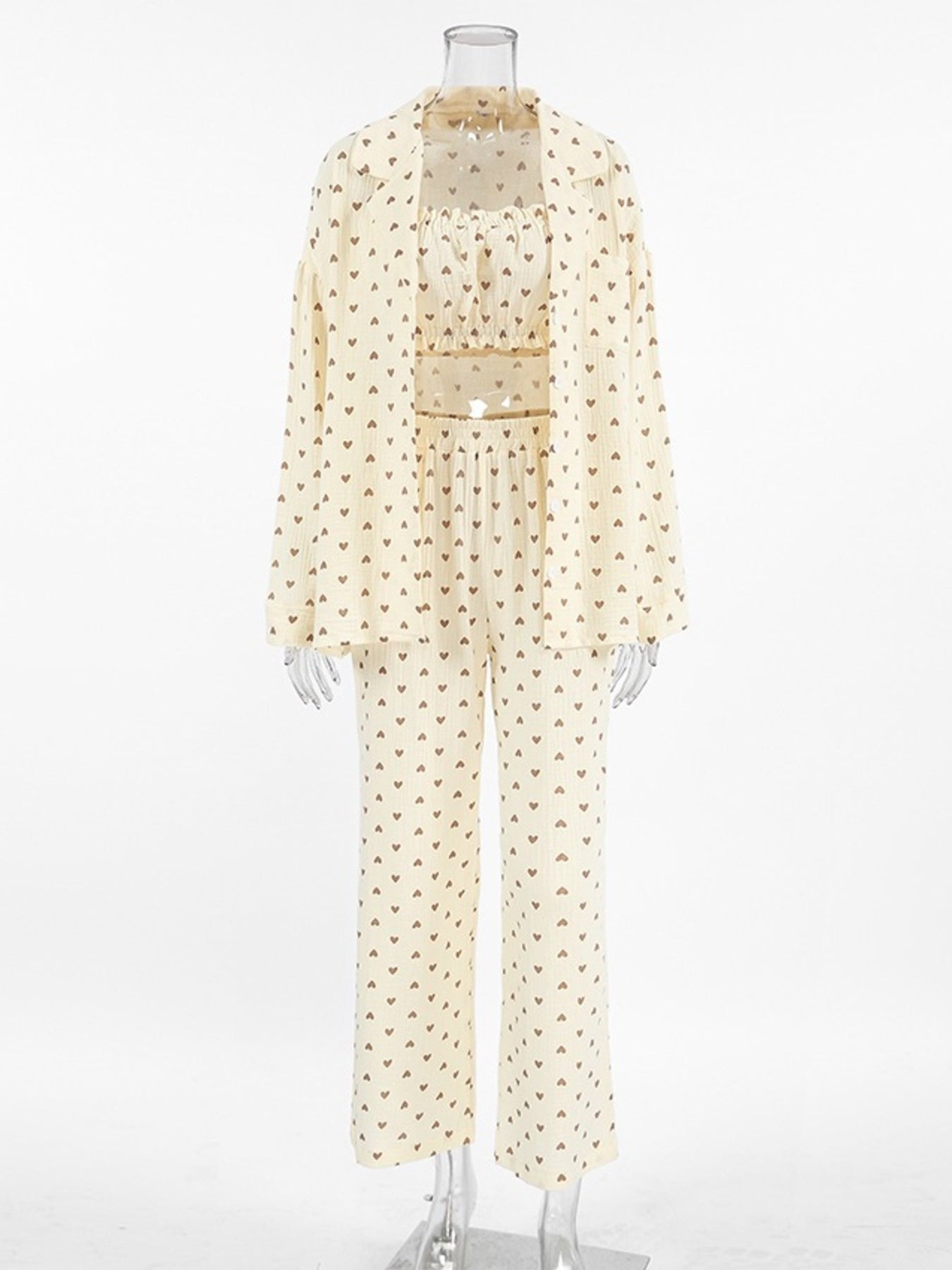 Heart Print Three-Piece Lounge Set
