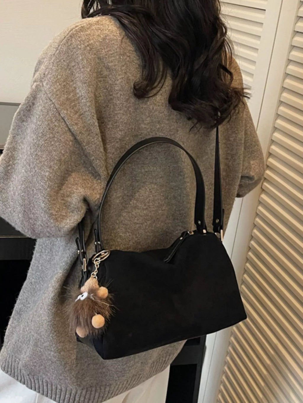 Crossbody Bag with Furry Charm