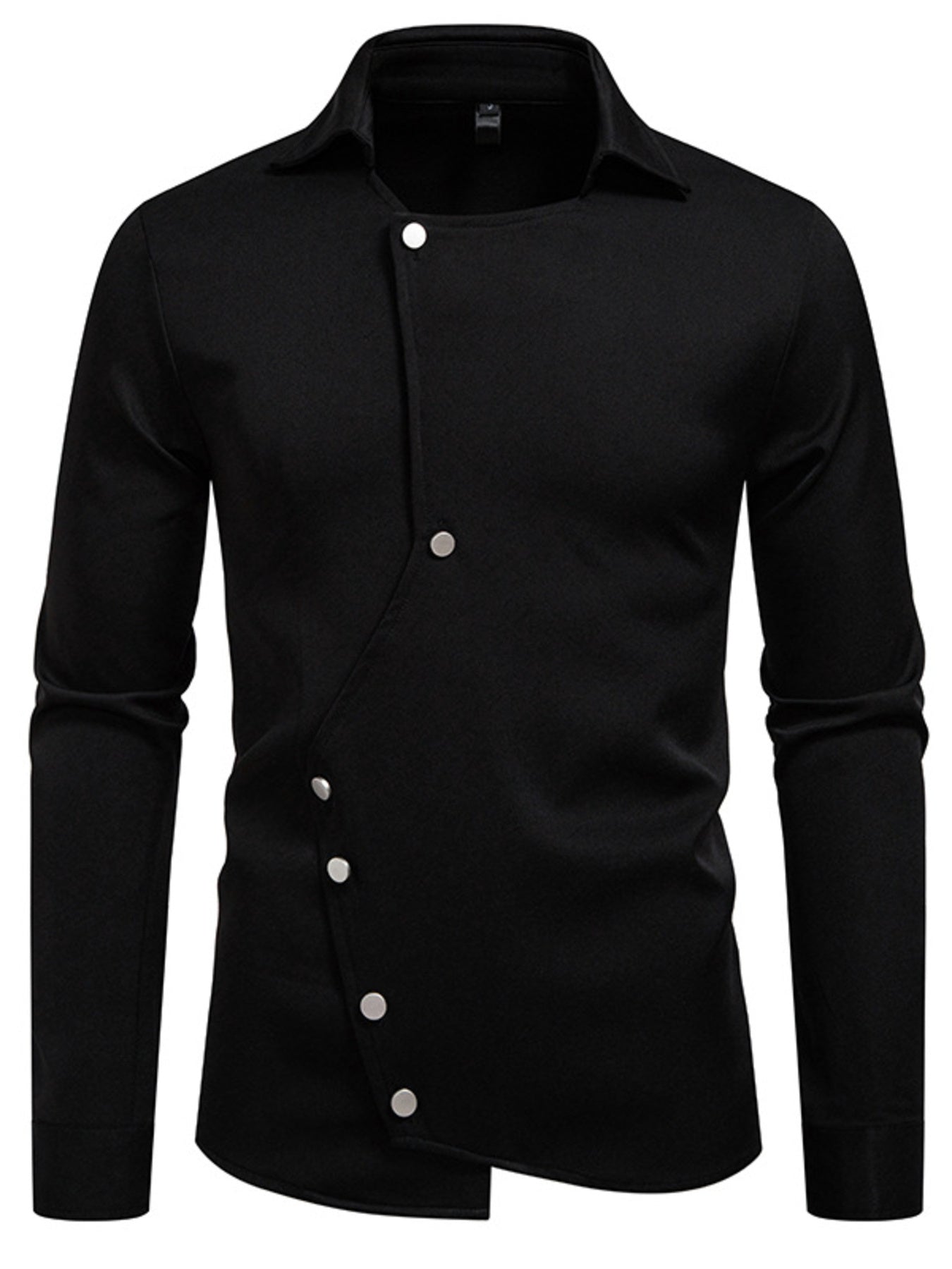 Men's Asymmetrical Button-Down Long Sleeve Shirt