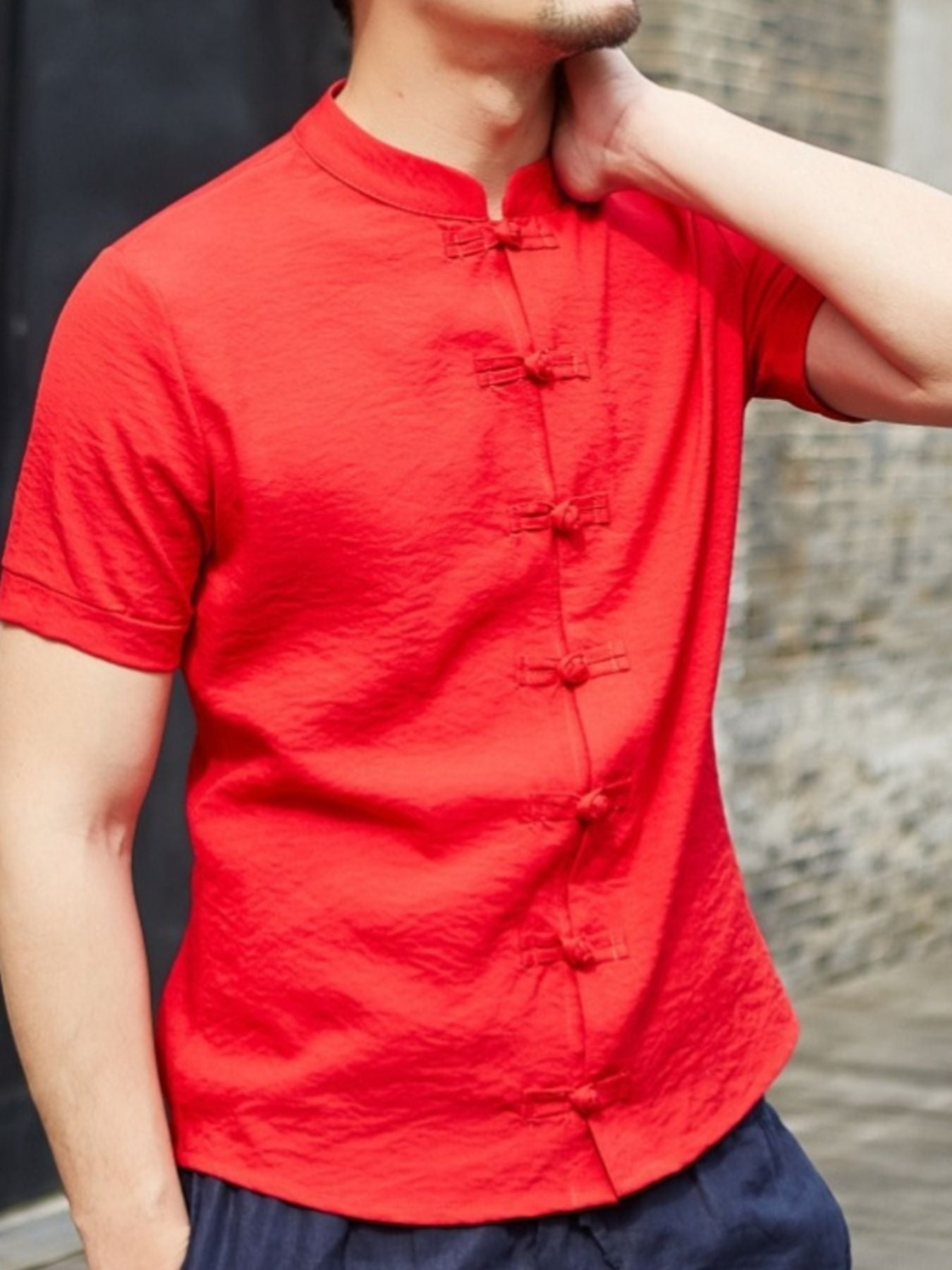 Men's Full Size Chinese Style Short Sleeve Shirt Plus Size