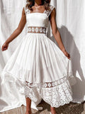 Full Size Openwork Crochet Sleeveless Midi Dress Plus Size