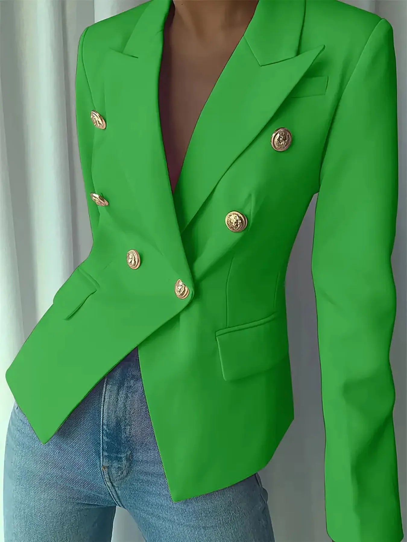 Decor Button Lapel Collar Blazer