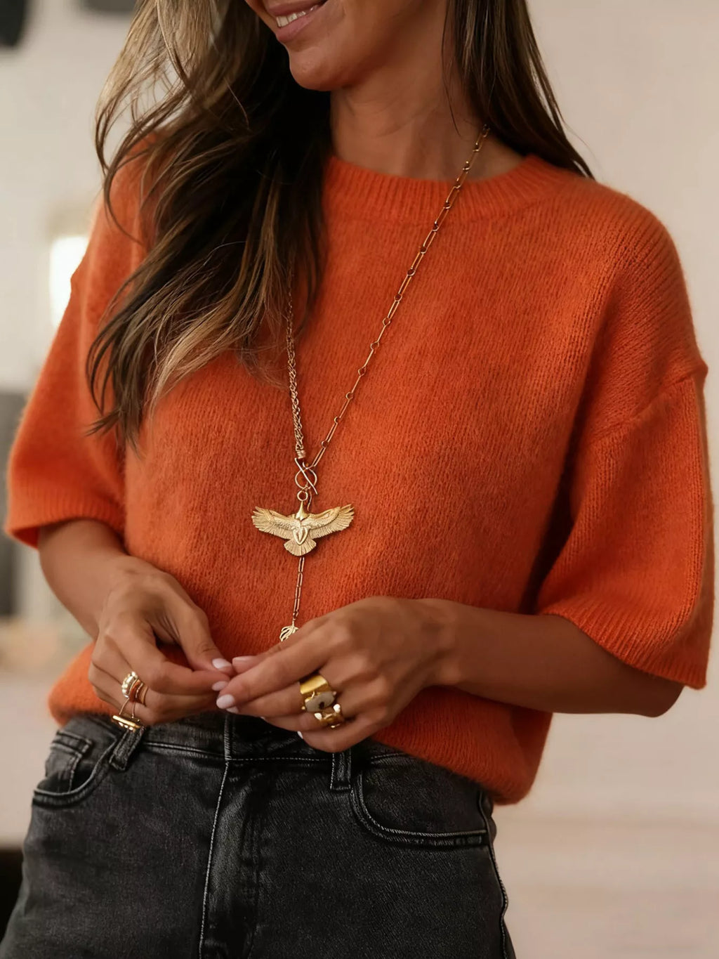 Cozy Knit Half Sleeve Sweater
