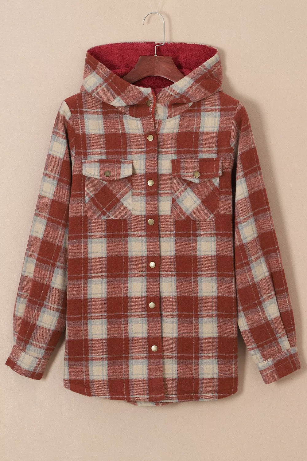 Fleece Lined Plaid Hooded Jacket