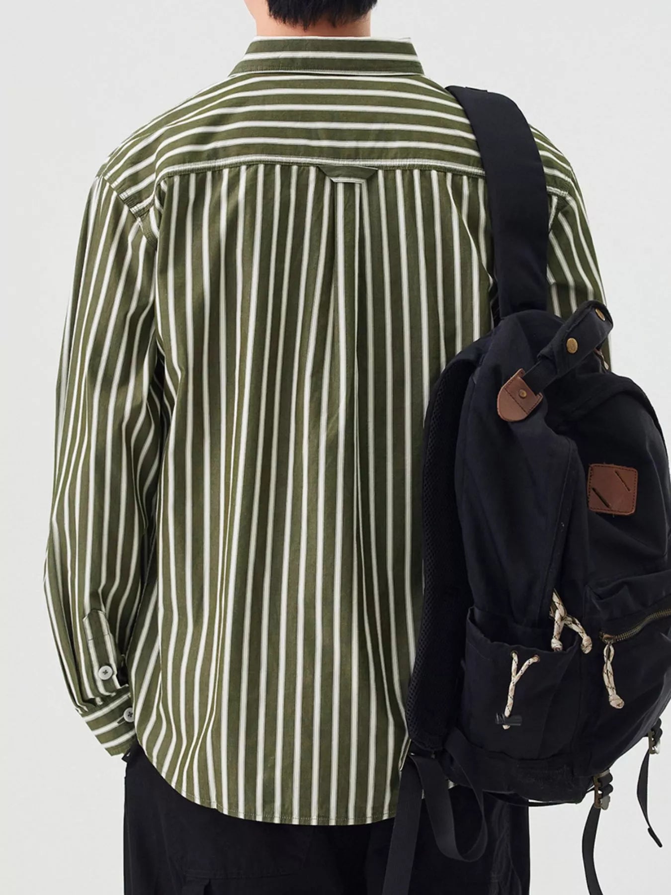 Men's Plus Size Button Up Long Sleeve Striped Shirt