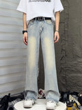 Men's Full Size Vintage Wash Wide Leg Jeans Plus Size