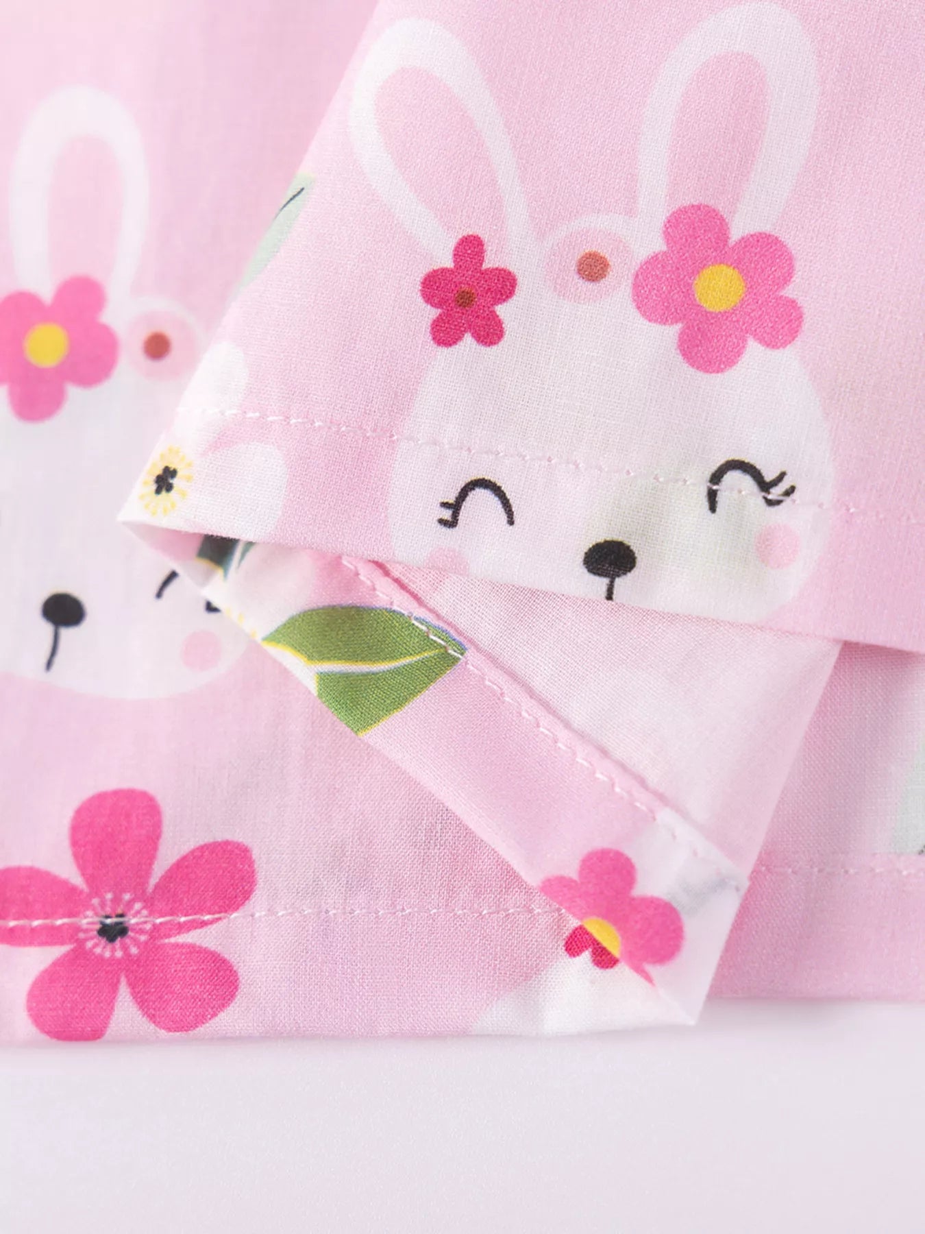 Children's Bunny & Floral Print Peter Pan Collar Dress