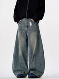 Men's Vintage Washed Wide Leg Curved Jeans