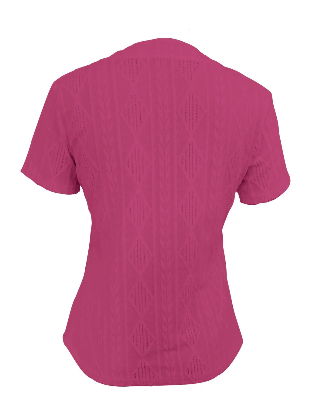 Textured Notched Short Sleeve Blouse