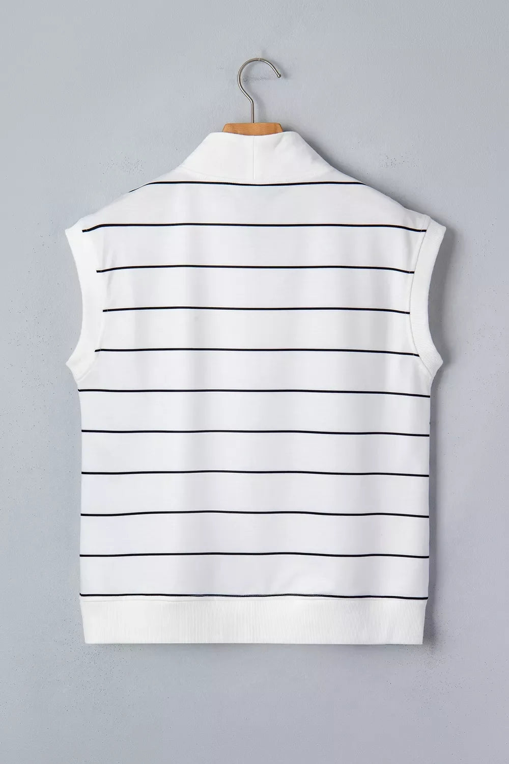 Stripe Color Block Zip V Neck Sleeveless Top