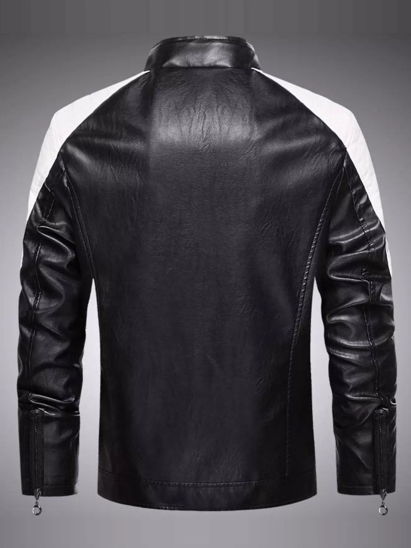 Men's Plus Size Slim Fit Zip Up Moto Jacket