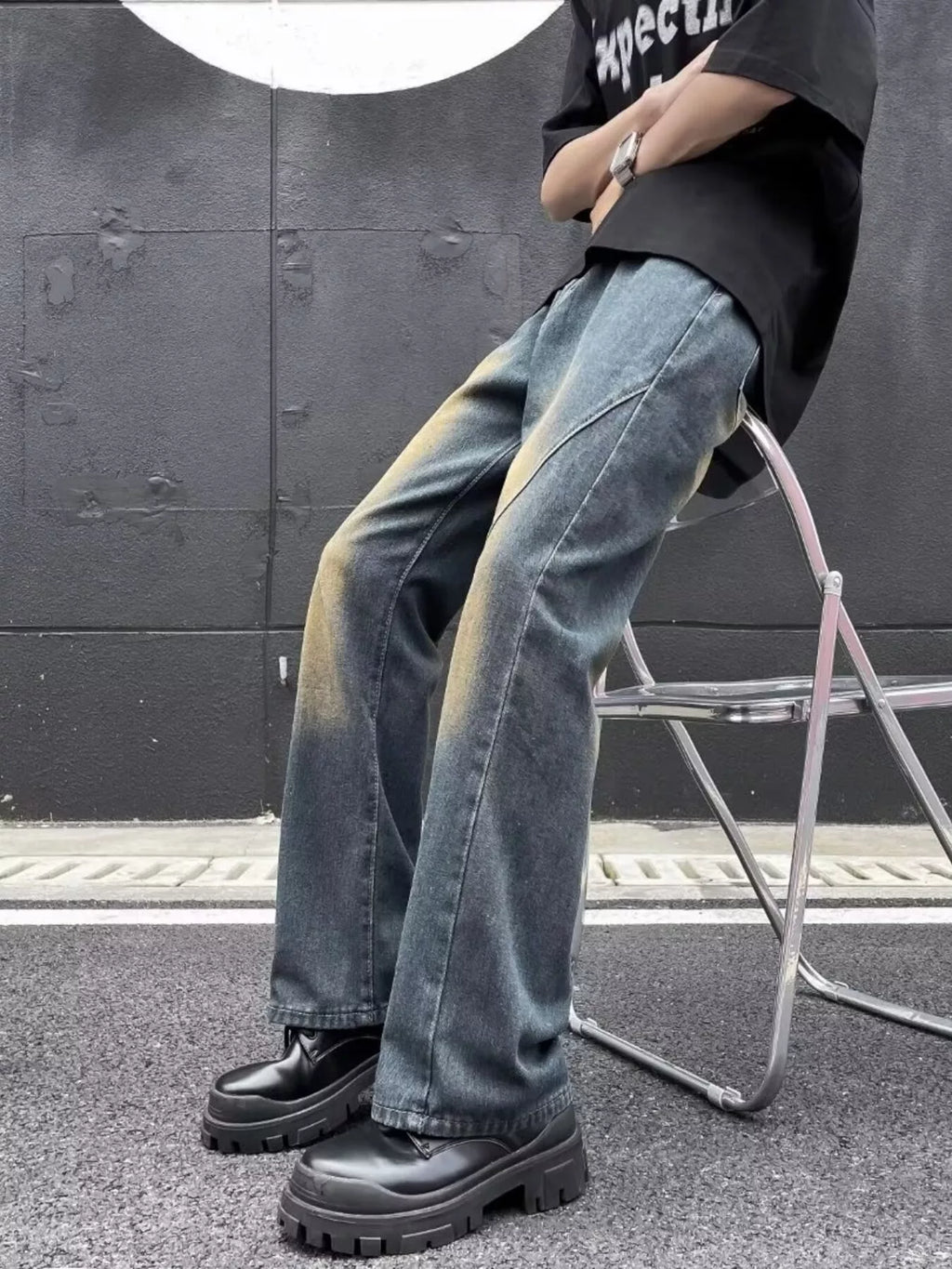 Men's Plus Size Wash Straight Leg Jeans