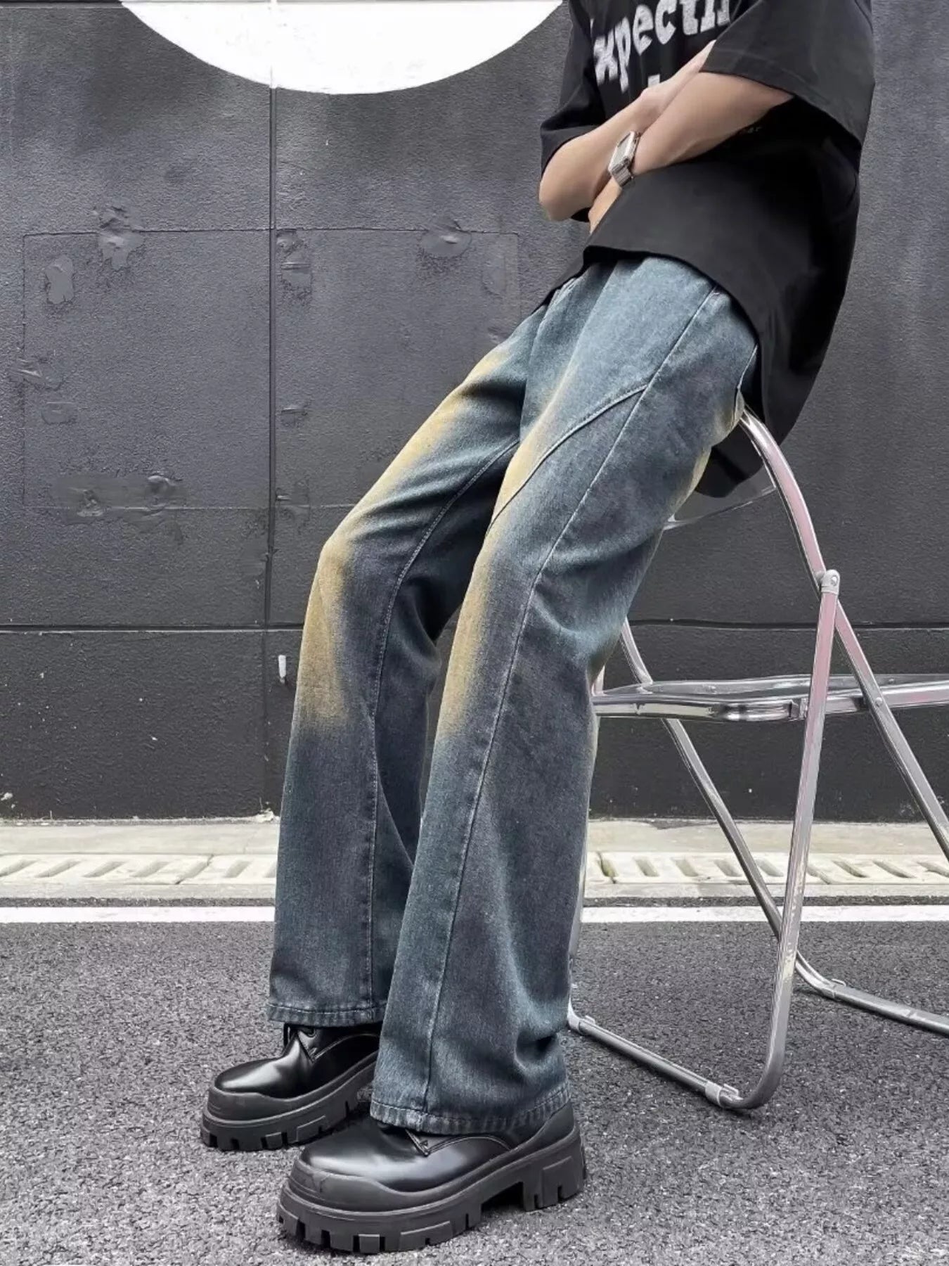 Men's Plus Size Wash Straight Leg Jeans