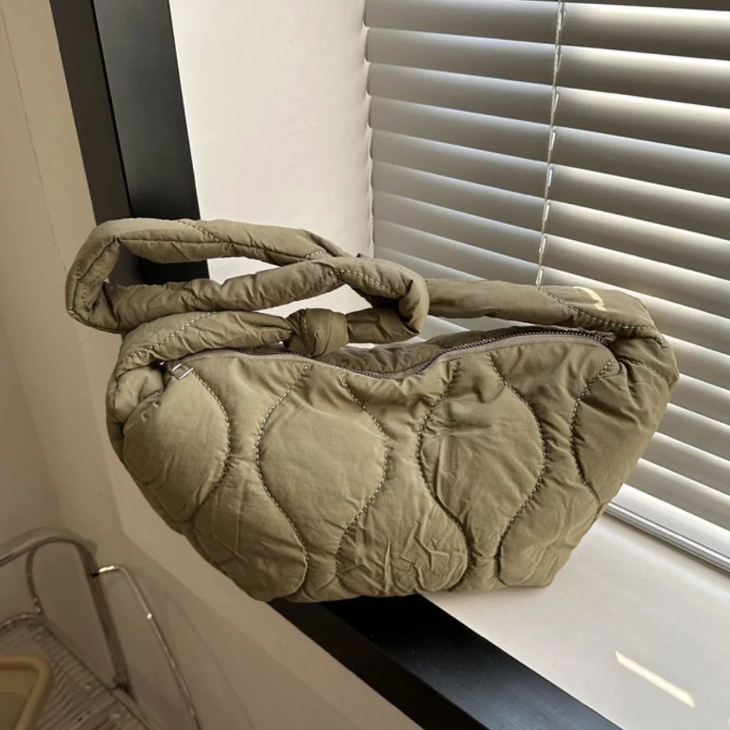 Solid Color Quilted Crossbody Bag