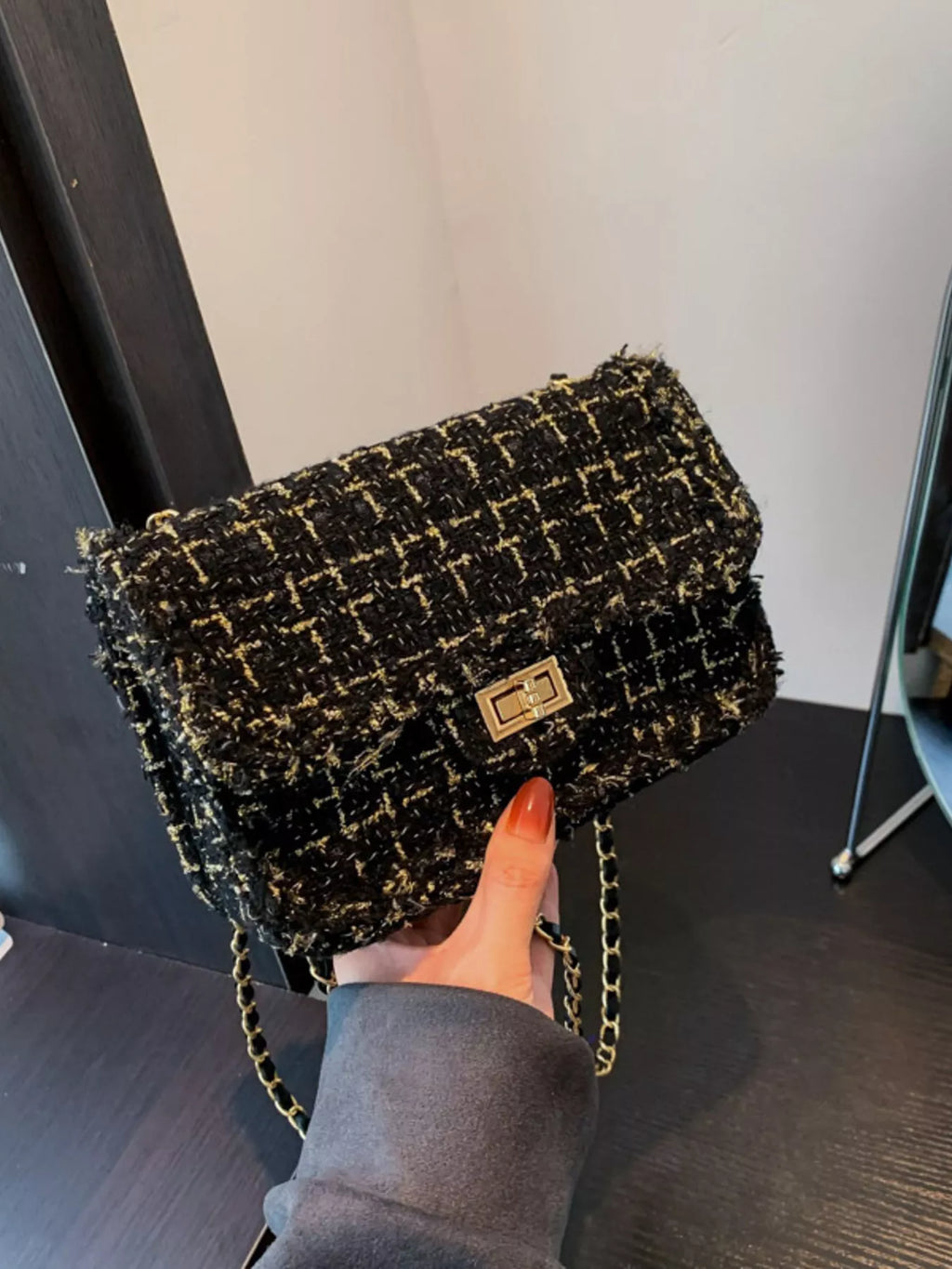 Tweed Flap Crossbody Bag