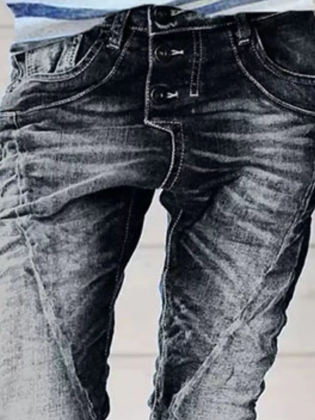 Full Size Washed Button-Fly Jeans Plus Size