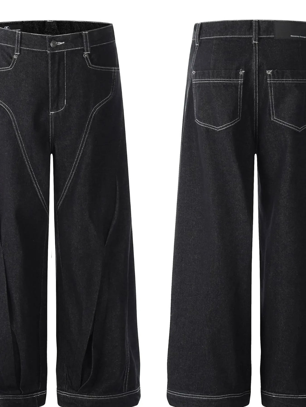 Men's Wide-Leg Jeans with Contrast Stitching