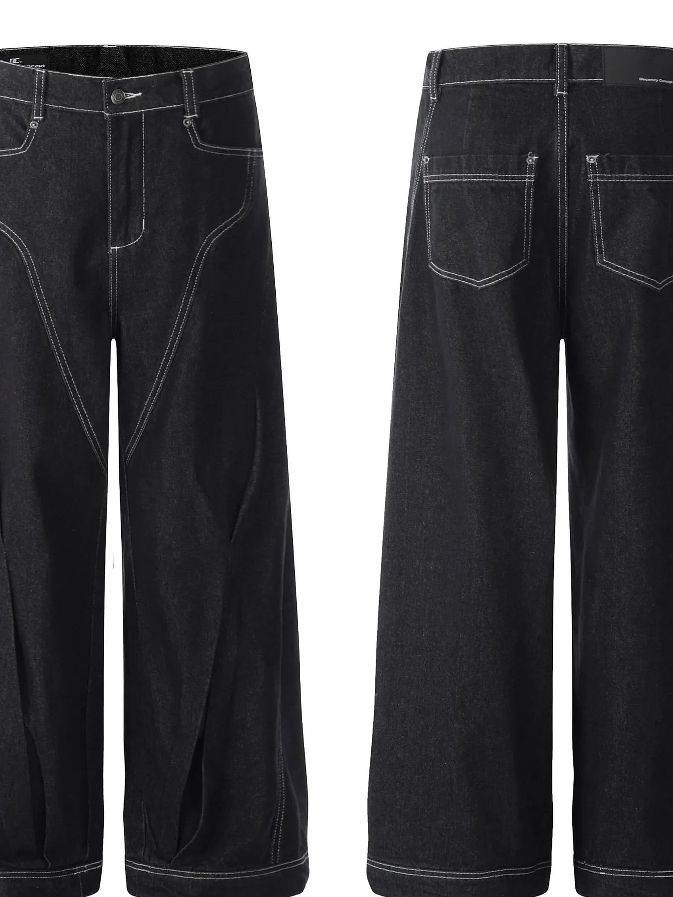 Men's Wide-Leg Jeans with Contrast Stitching