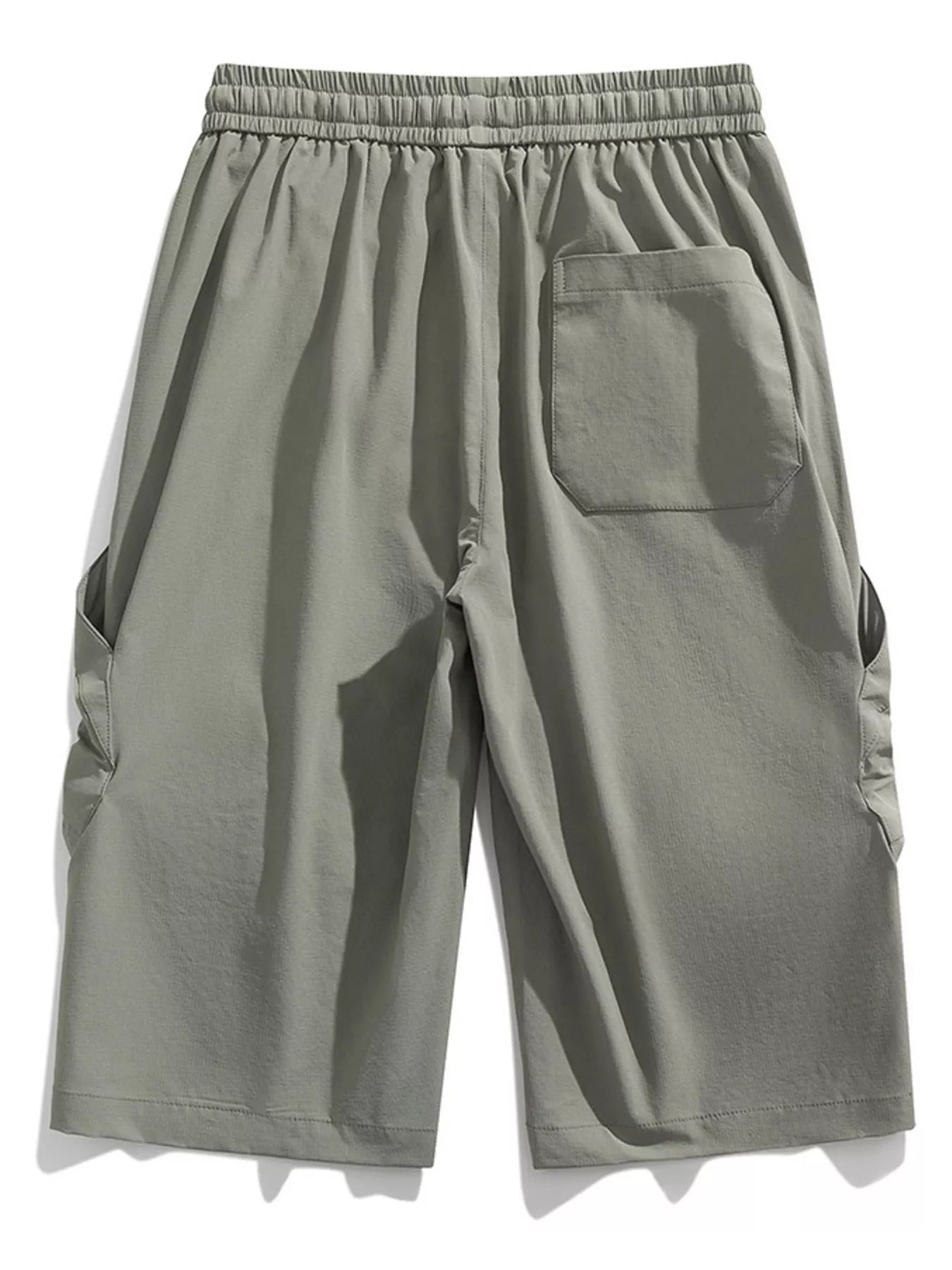 Men's Plus Size Casual Cargo Capris with Drawstring Waist