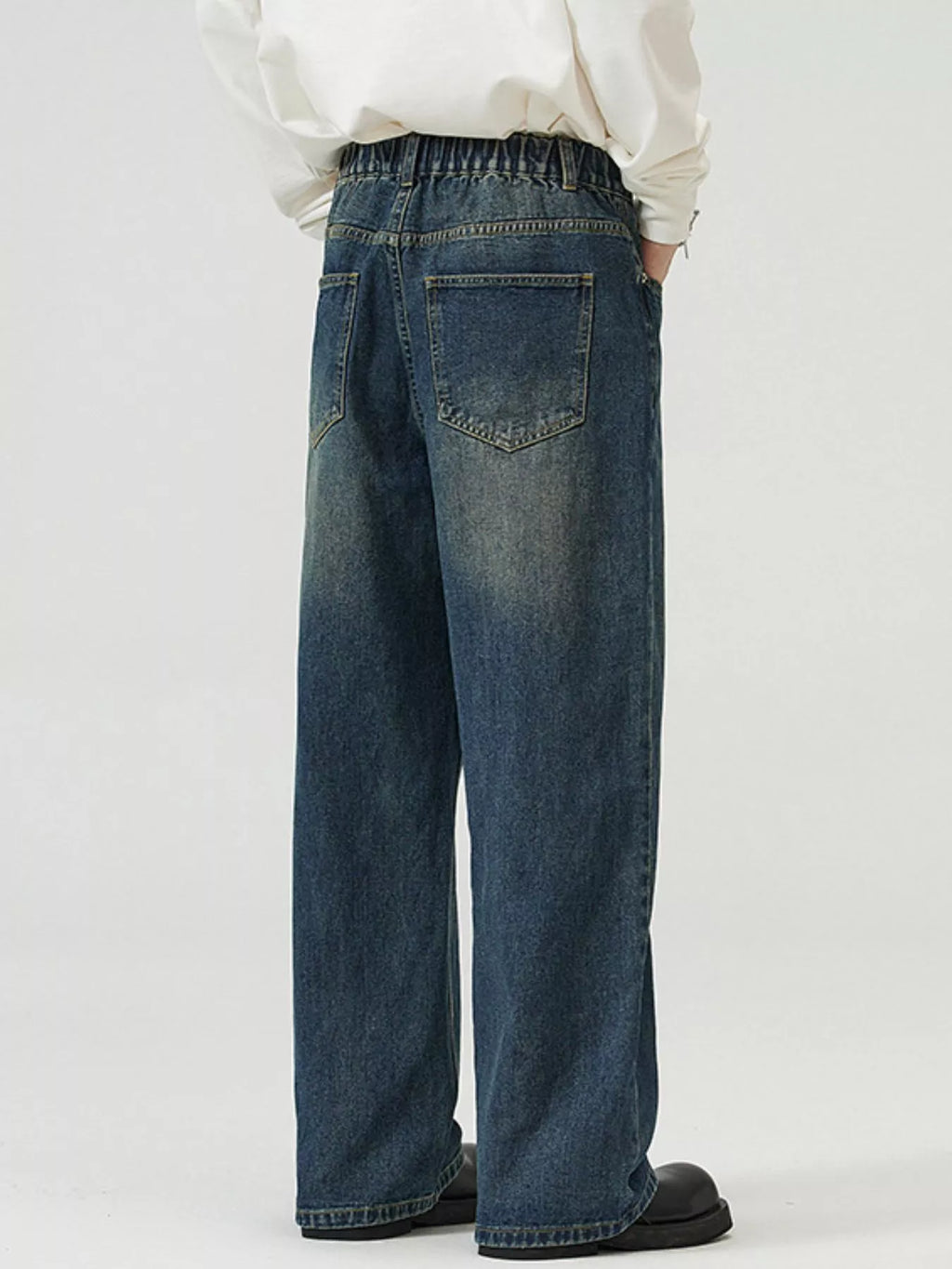 Men's Full Size Washed Straight Jeans Plus Size