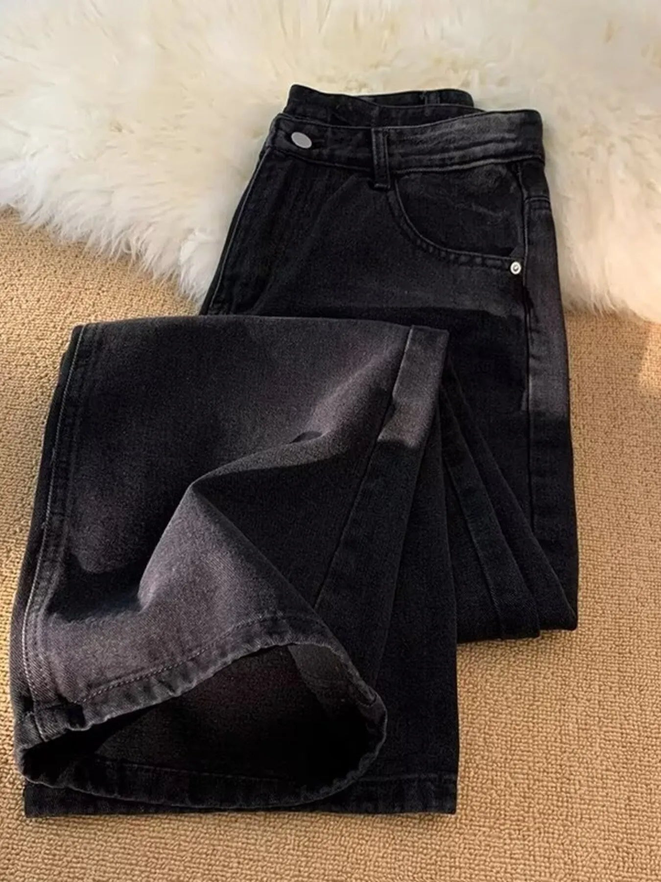 Men's Plus Size Vintage Wash Wide Leg Jeans