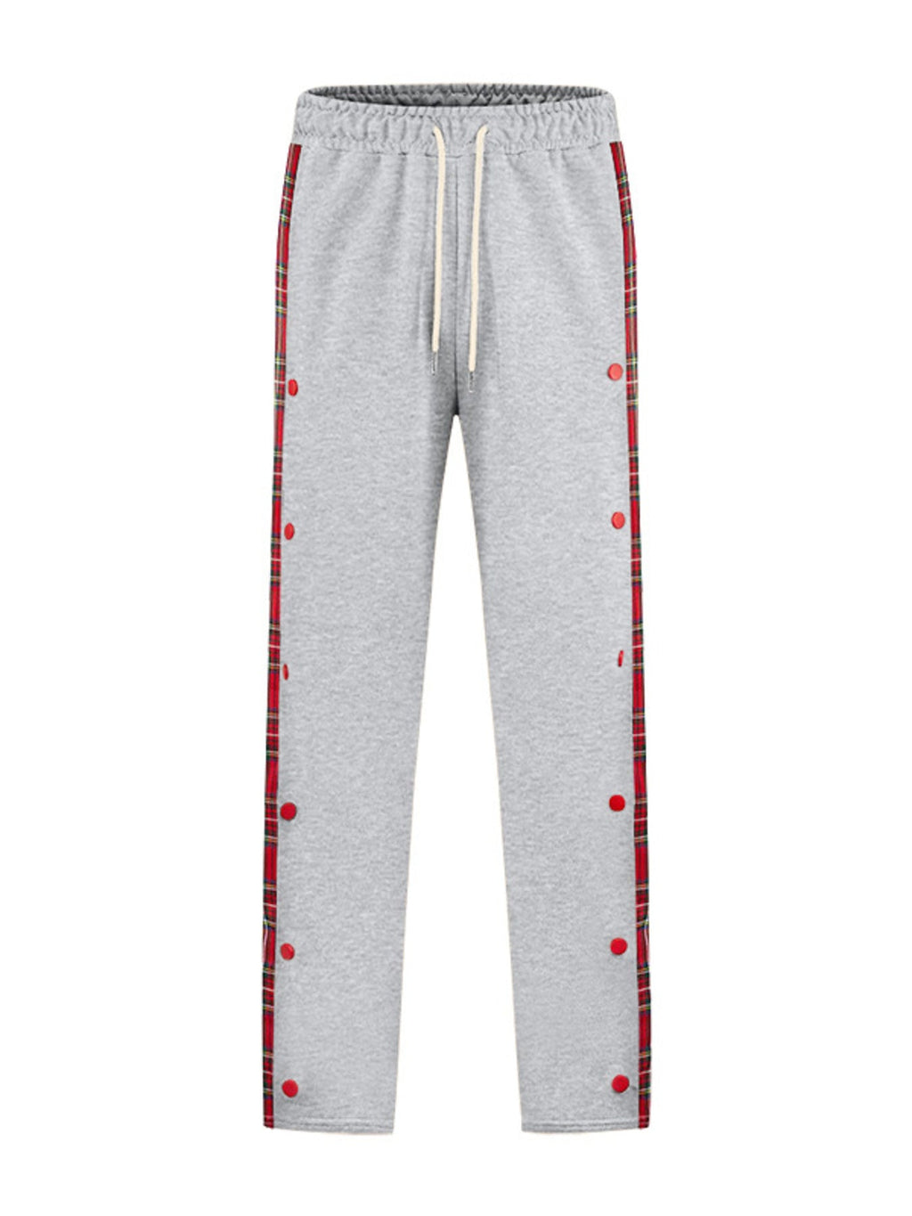 Men's Full Size Plaid Trim Snap-Button Track Pants Plus Size