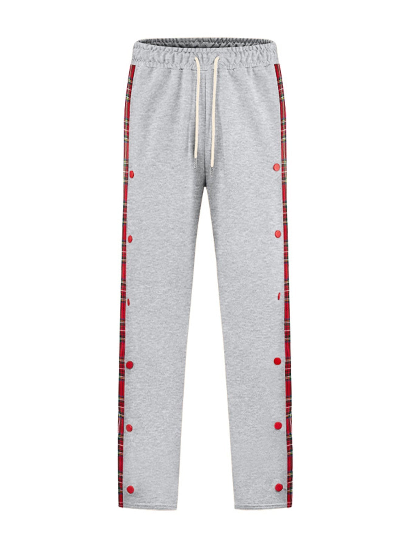 Men's Full Size Plaid Trim Snap-Button Track Pants Plus Size