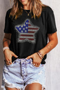 Star Round Neck Short Sleeve T-Shirt
