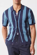 Men's Plus Size Striped Button Down Short Sleeve Shirt
