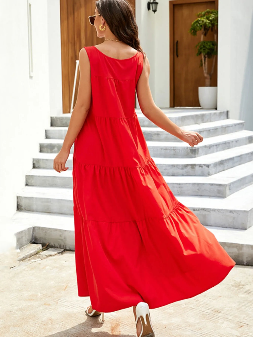Sleeveless Tiered Maxi Tank Dress