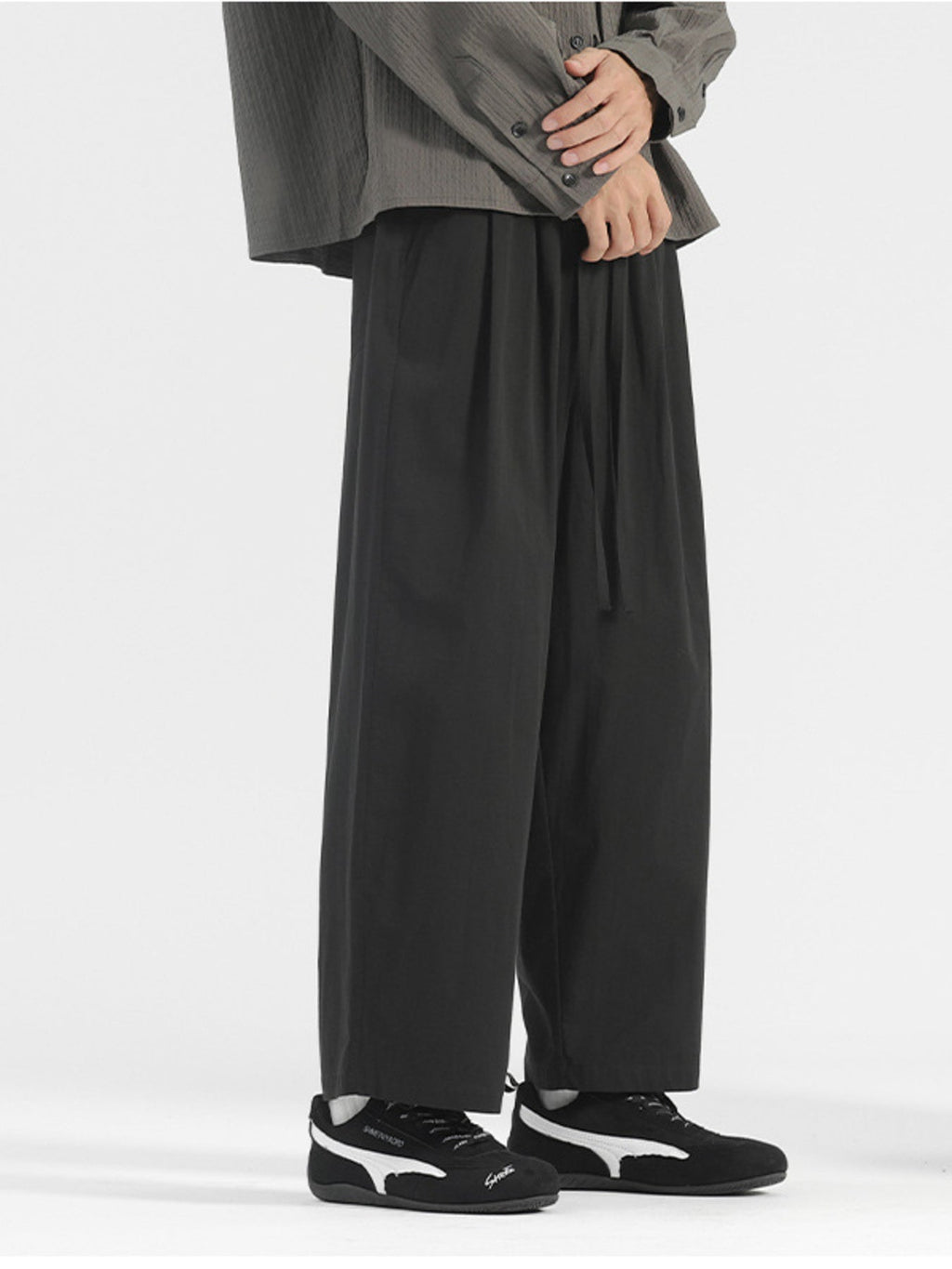 Men's Plus Size Wide Leg Drawstring Casual Pants
