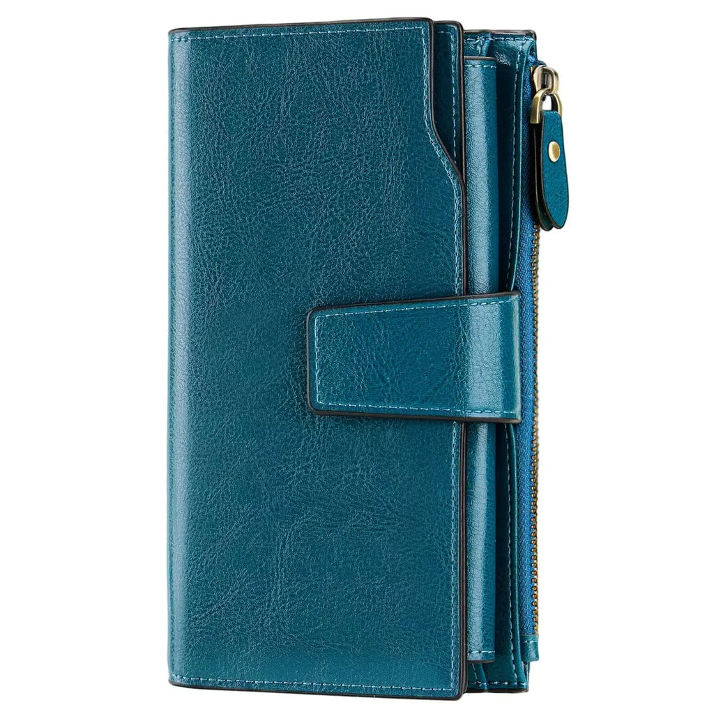 Vintage Style Leather Long Wallet