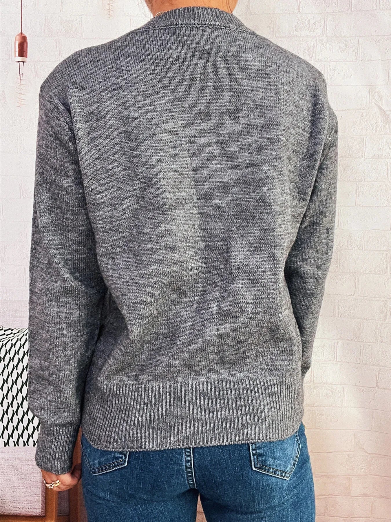 Button-Front Cardigan with Colorful Detail Buttons