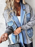 Raw Hem Denim Pocket Patchwork Cardigan