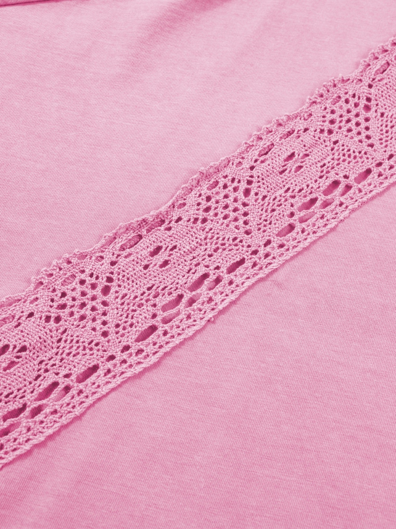 Raw Cut Notched Neck Lace Patchwork Detail Mineral Wash Tee