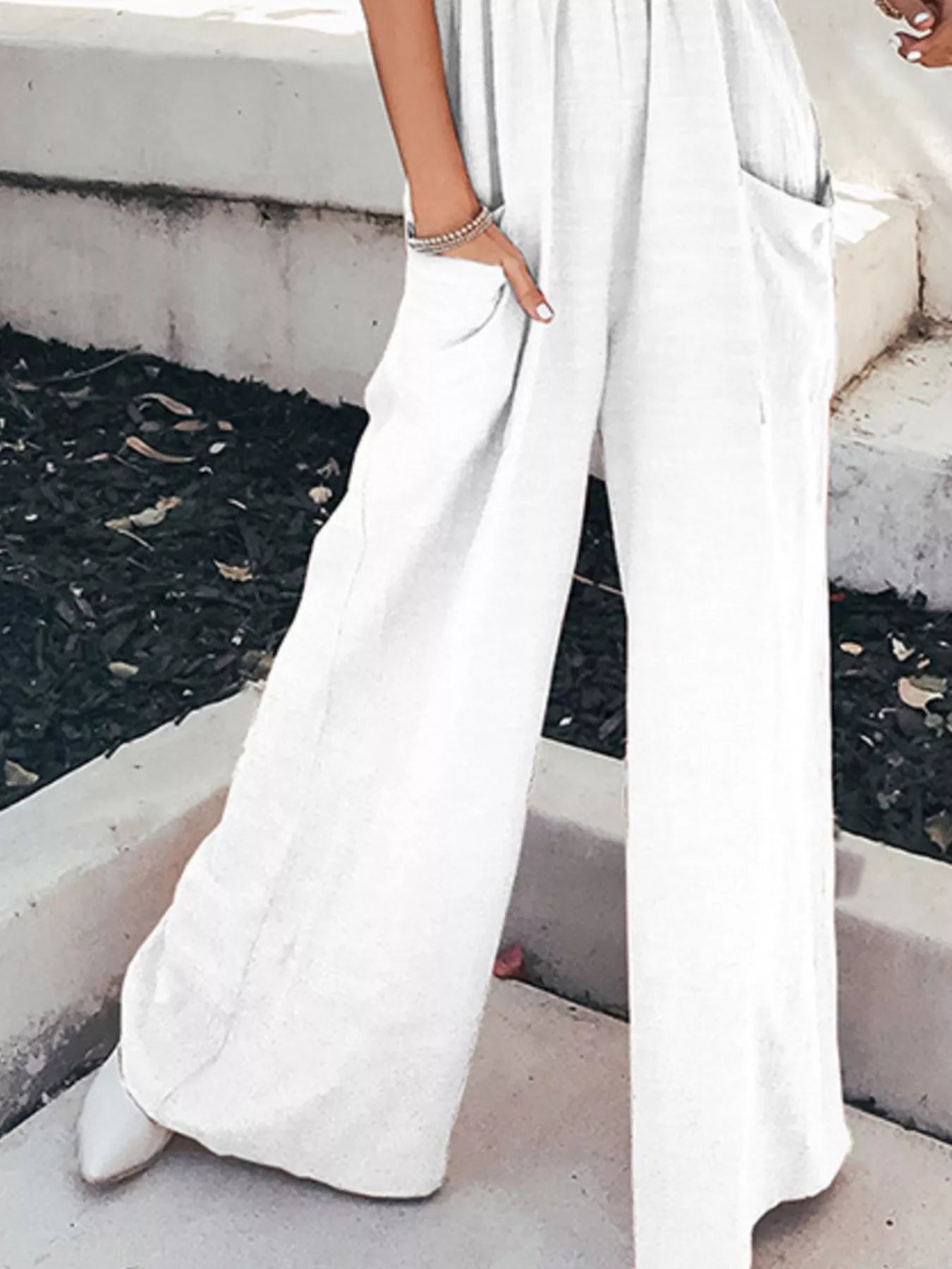 Smocked Wide Leg Jumpsuit