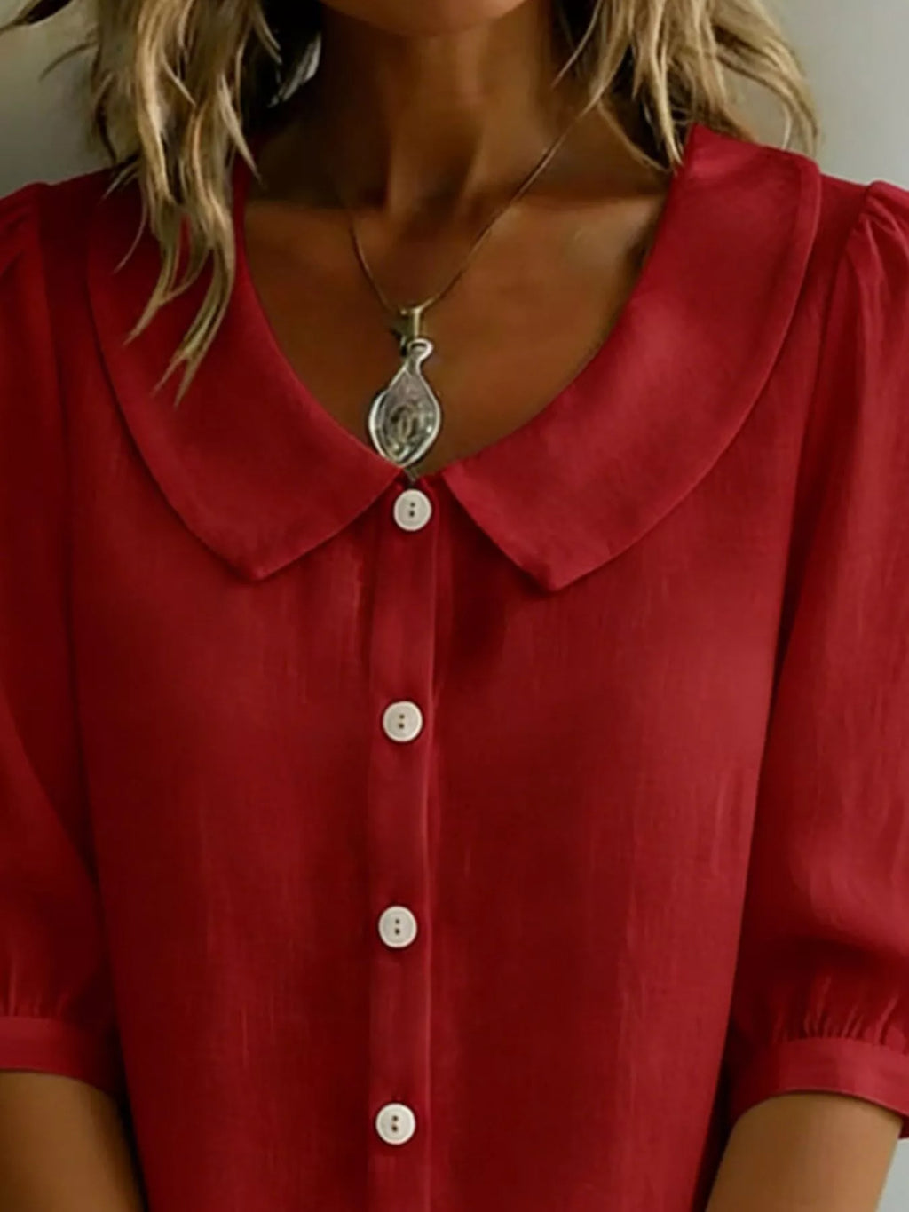 Peter Pan Collar Puff Sleeve Shirt