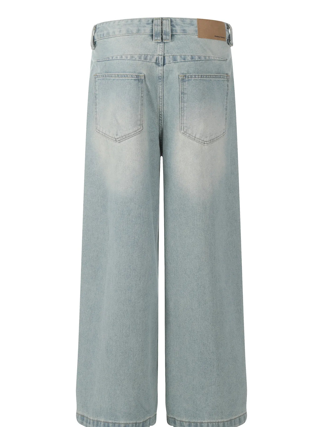 Men's Wash Pleated Wide Leg Jeans