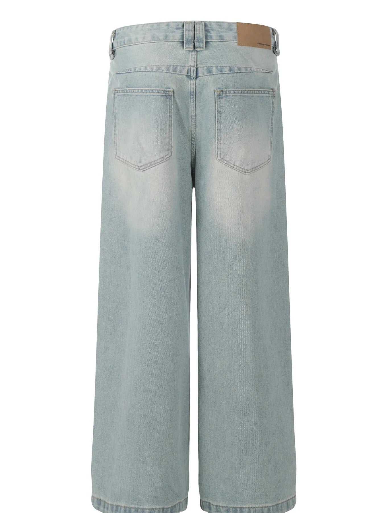 Men's Wash Pleated Wide Leg Jeans
