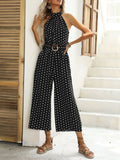 Polka Dot Halter Neck Wide Leg Jumpsuit