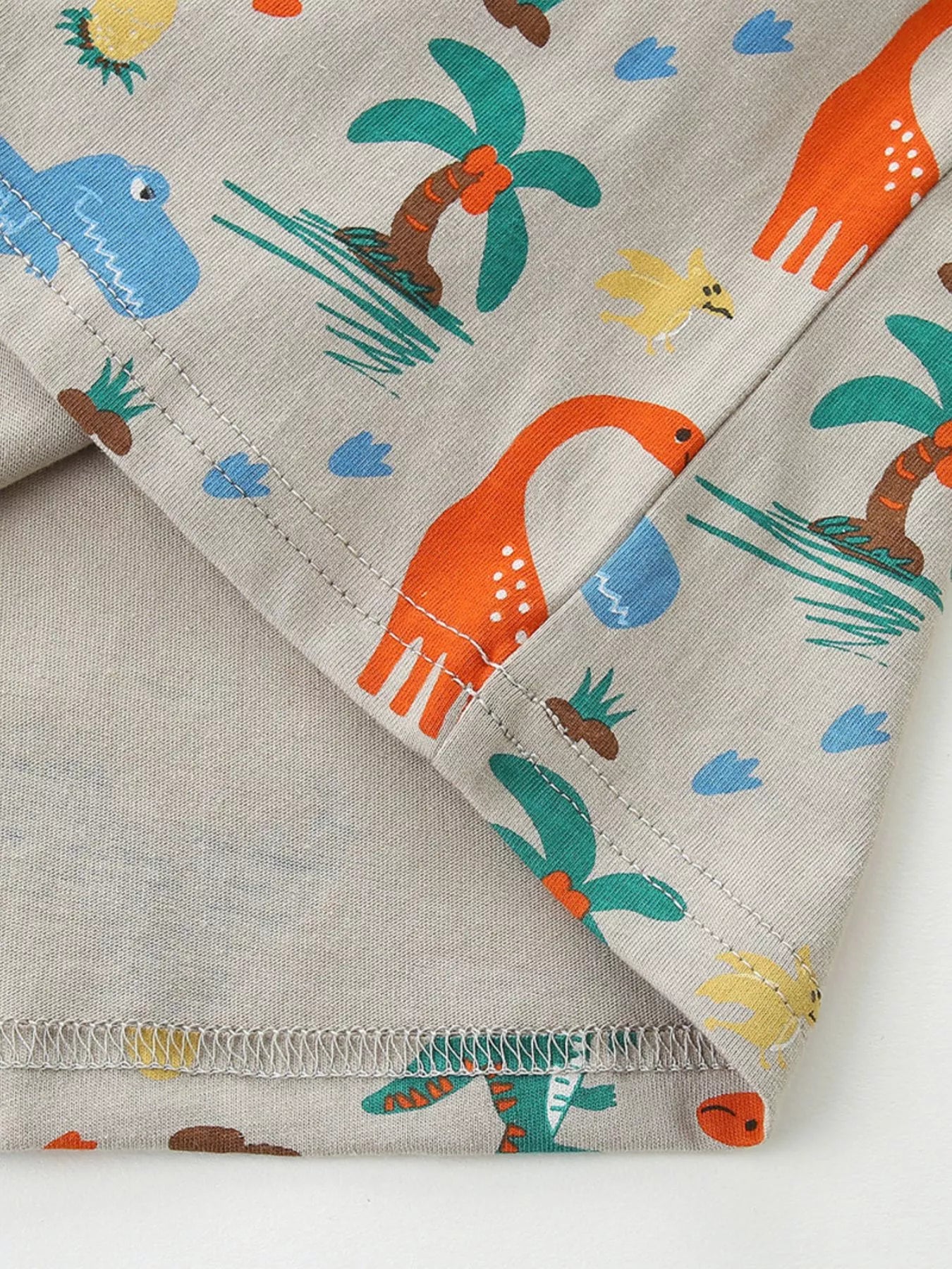 Children's Dinosaur Print Crew Neck Short Sleeve T-Shirt