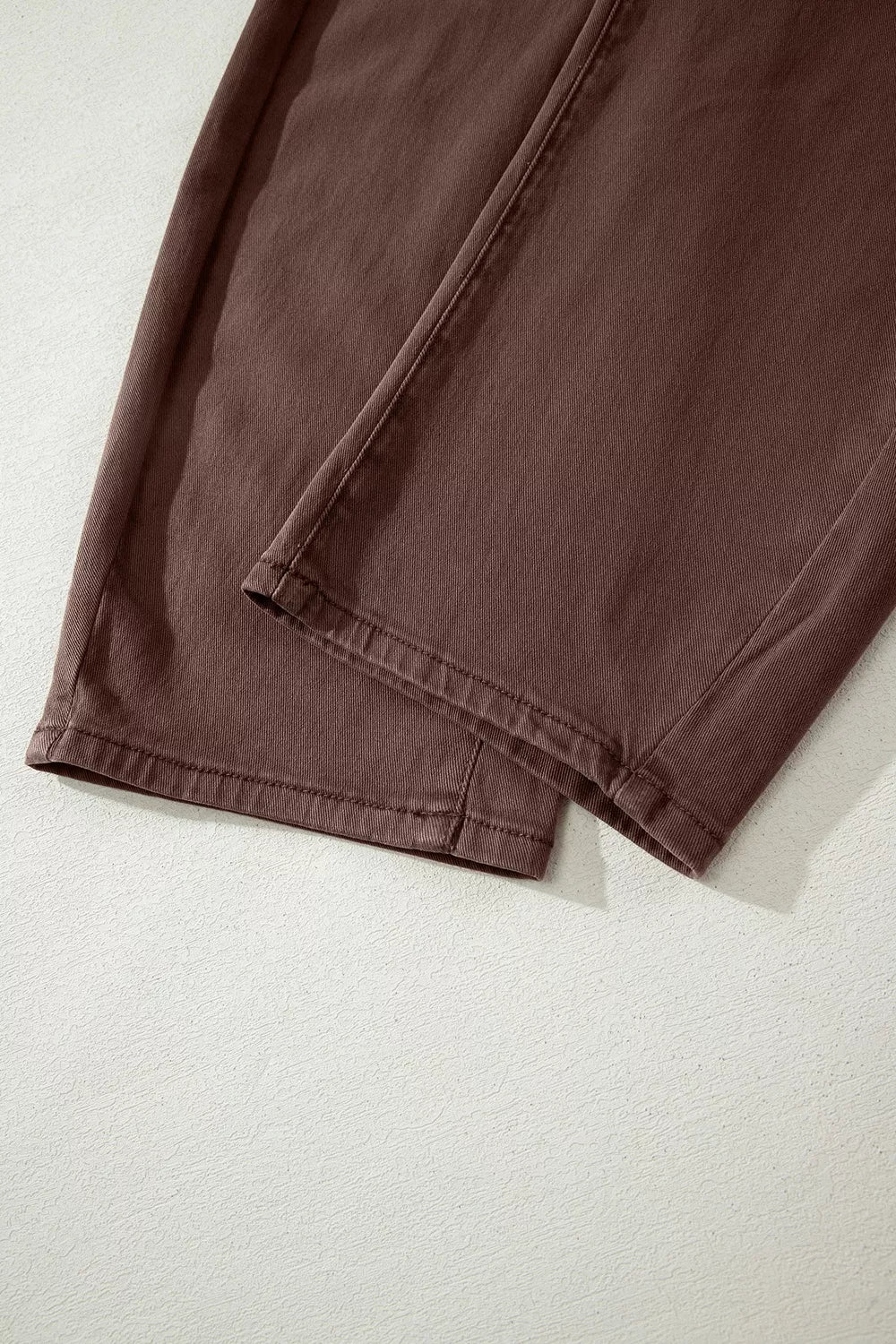 Solid Color Square Patch Pocket Ankle-length Barrel Jeans