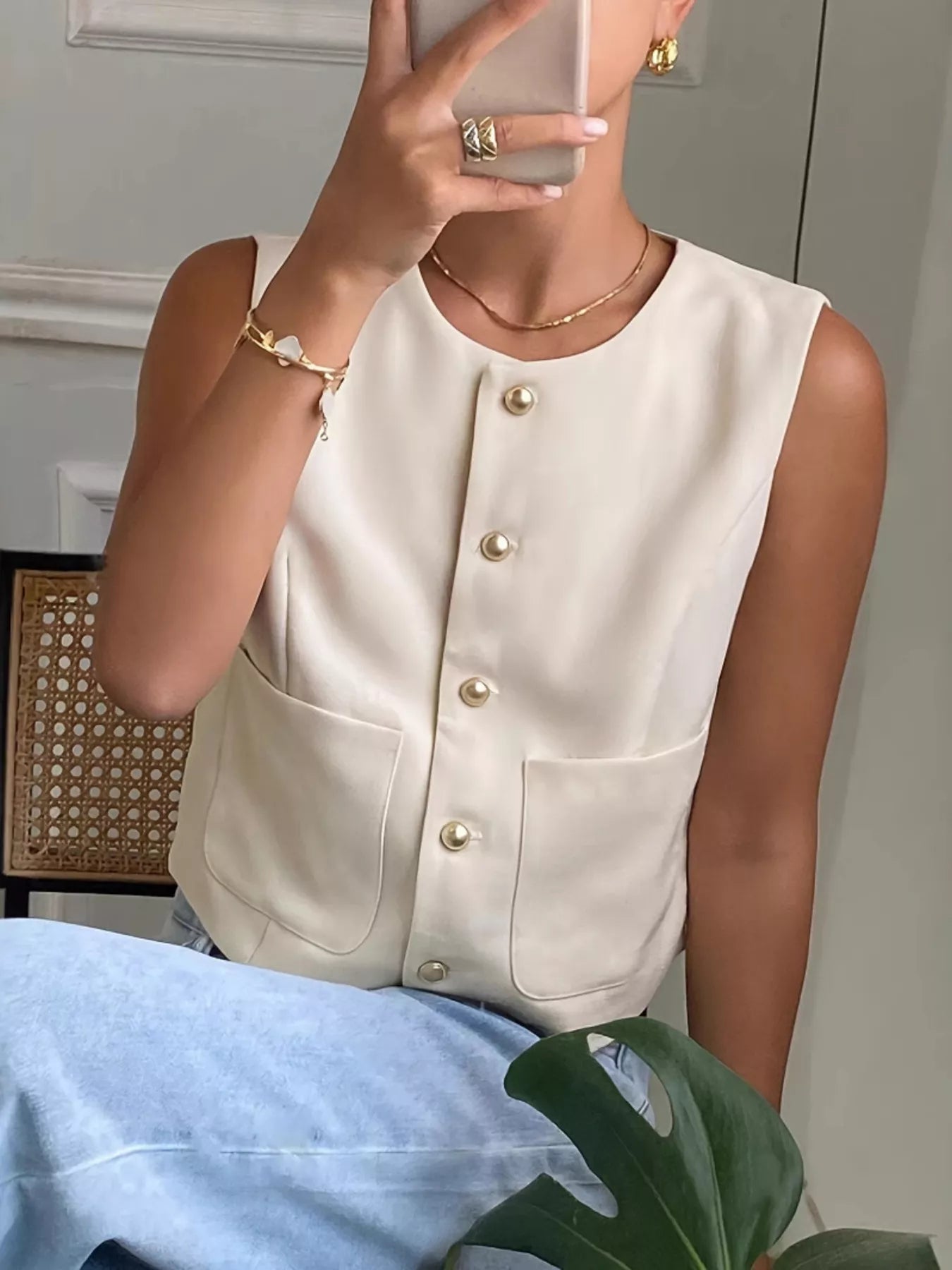 Button-Down Sleeveless Vest